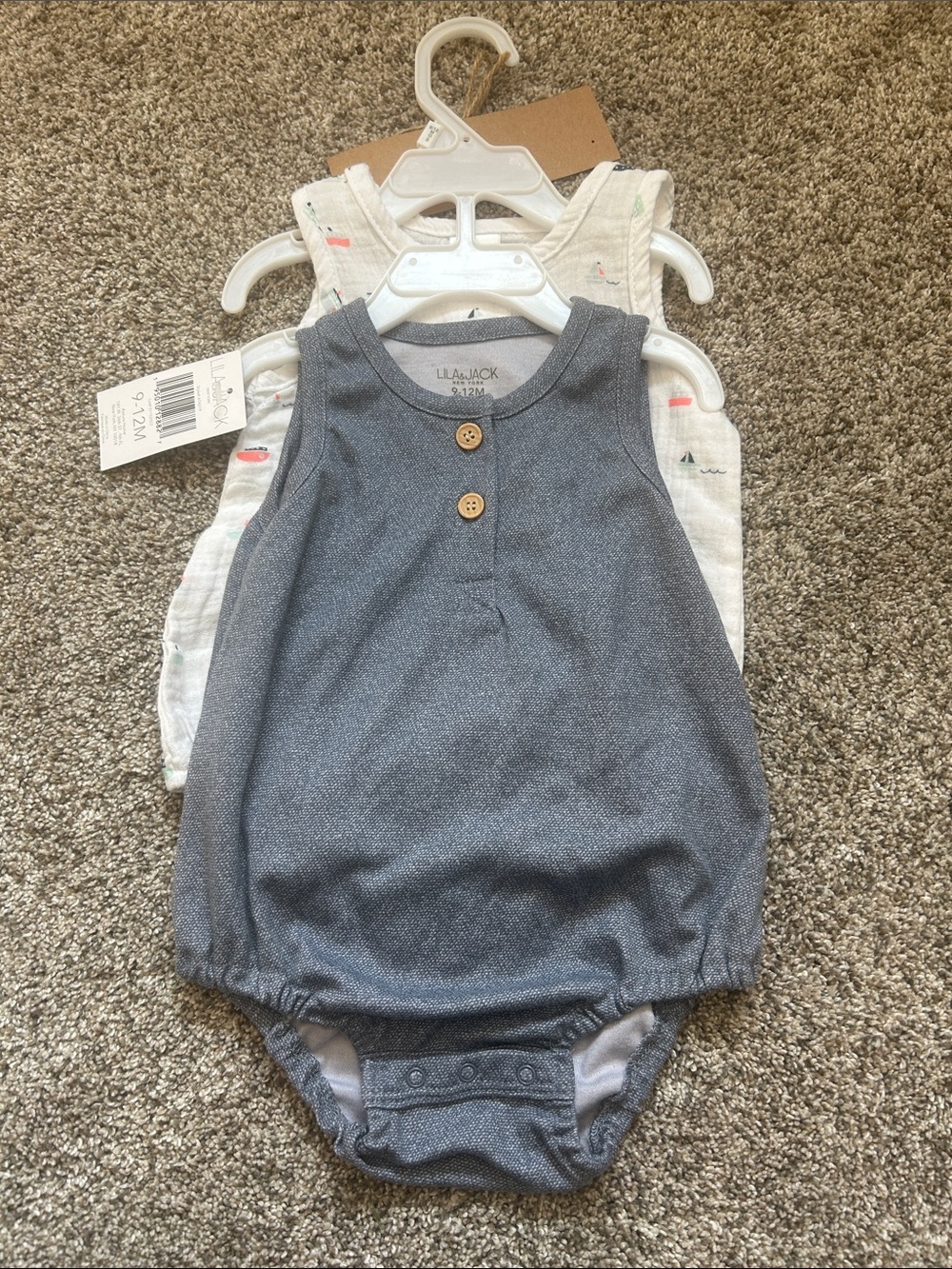 Set of 2 9-12 month onesie gender neutral sailboat blue NWT
